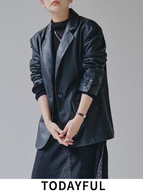 【予約】TODAYFUL トゥデイフル Ecoleather Tailored Jacket★ エコレザーテイラードジャケット 23秋冬.予約 12410102 ジャケット アウター 革 羽織り 長袖 入荷予定 : 1月中旬～ 2023 winter 【クーポン対象外】【todayful】のサムネイル
