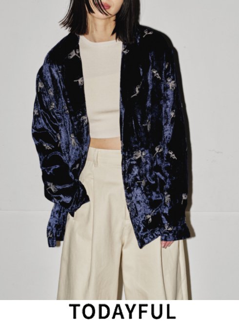 TODAYFUL トゥデイフル Embroidery Velour Jacket★ 24秋冬予約 12420101 ジャケット 入荷予定 : 8月下旬～ 2024 pre-fall collection エンブロイダリー ベロア ジャケット