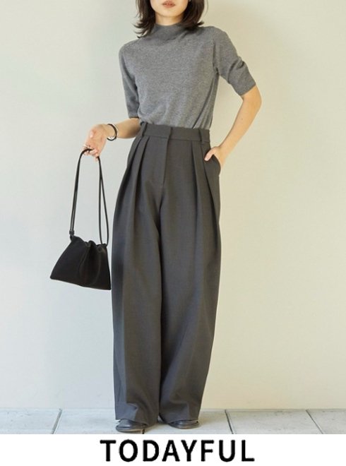 TODAYFUL トゥデイフル Bonding Wide Trousers★ 24秋冬予約 12420710 パンツ 入荷予定 : 9月下旬～ボトム 2024 pre-fall collection ボンディング ワイド トラウザー