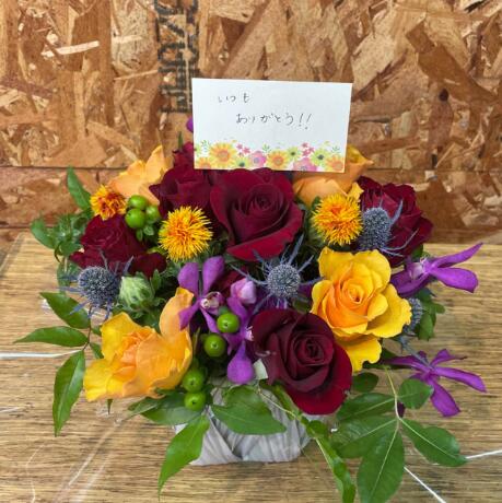 【選べる7色】生花アレンジメント M サイズ kkotkkot flower 誕生日 送別 御礼 ギフト お祝い 開店祝い..