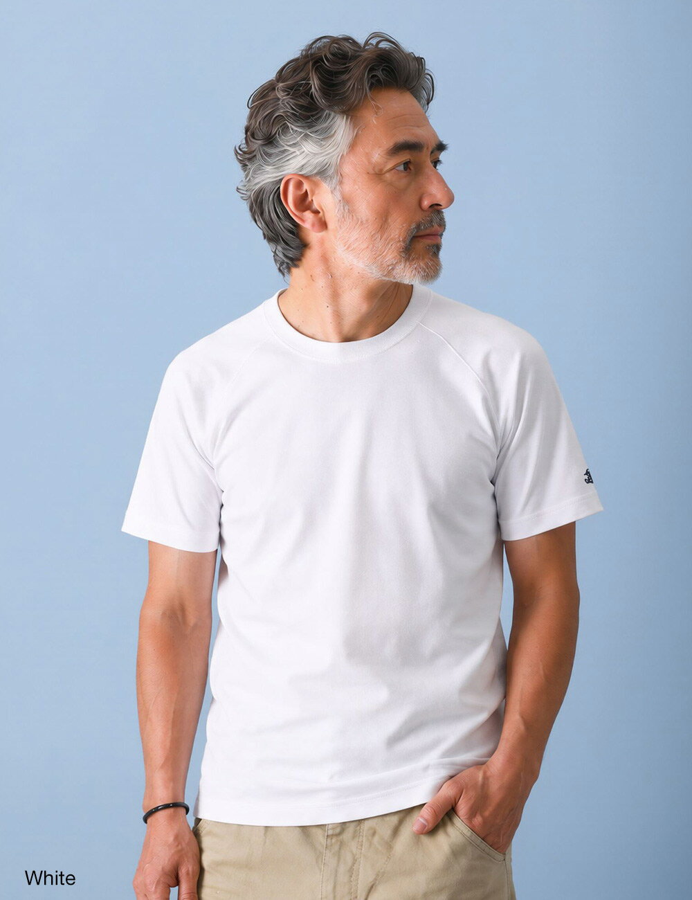 Tシャツ メンズ 半袖 スパンフライス ストレッチ 刺繍 ワンポイント BLUEPORT S-2XL