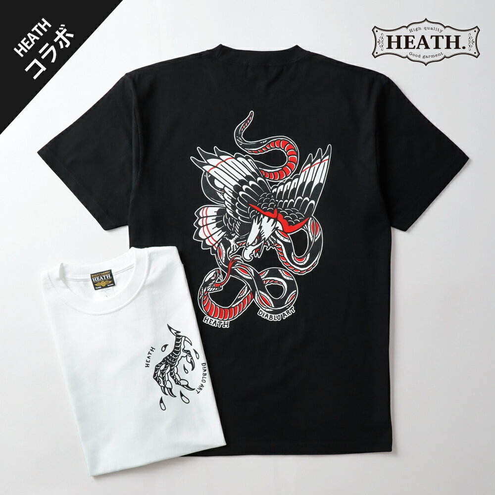 乐天商城 - Tシャツ メンズ カットソー 半袖 バックプリント 大きいサイズ S-2XL 厚手 頑丈 TATOO タトゥーアーティスト DIABLO ART タトゥーデザイン バイク ツーリング お土産 アメカジ