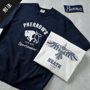 Pherrow's フェローズ 別注 Tシャツ メンズ 半袖 カットソー 日本製 バックプリント ロゴ ネイティブアメリカン 大きいサイズ M-2XLサイズ バイク ツーリング ドライブ