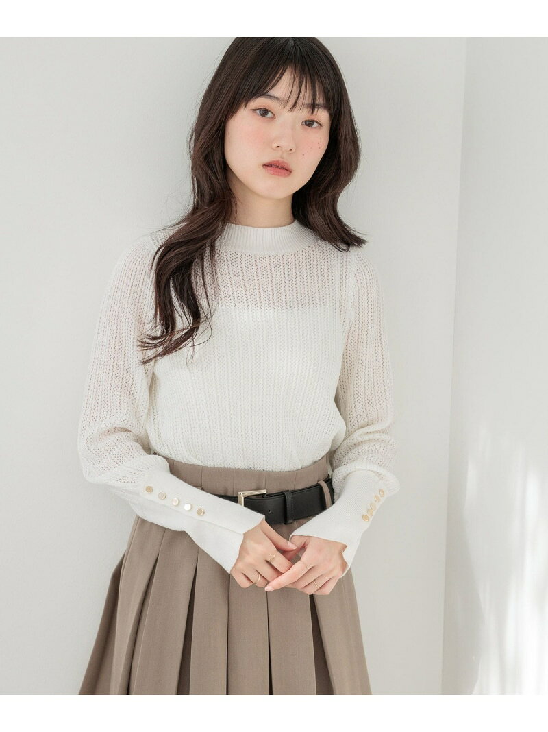 【SALE／55%OFF】袖ボタンピタニット Heather ヘザー トップス ニット ブルー ブラック ホワイト【RBA_E】[Rakuten Fashion]