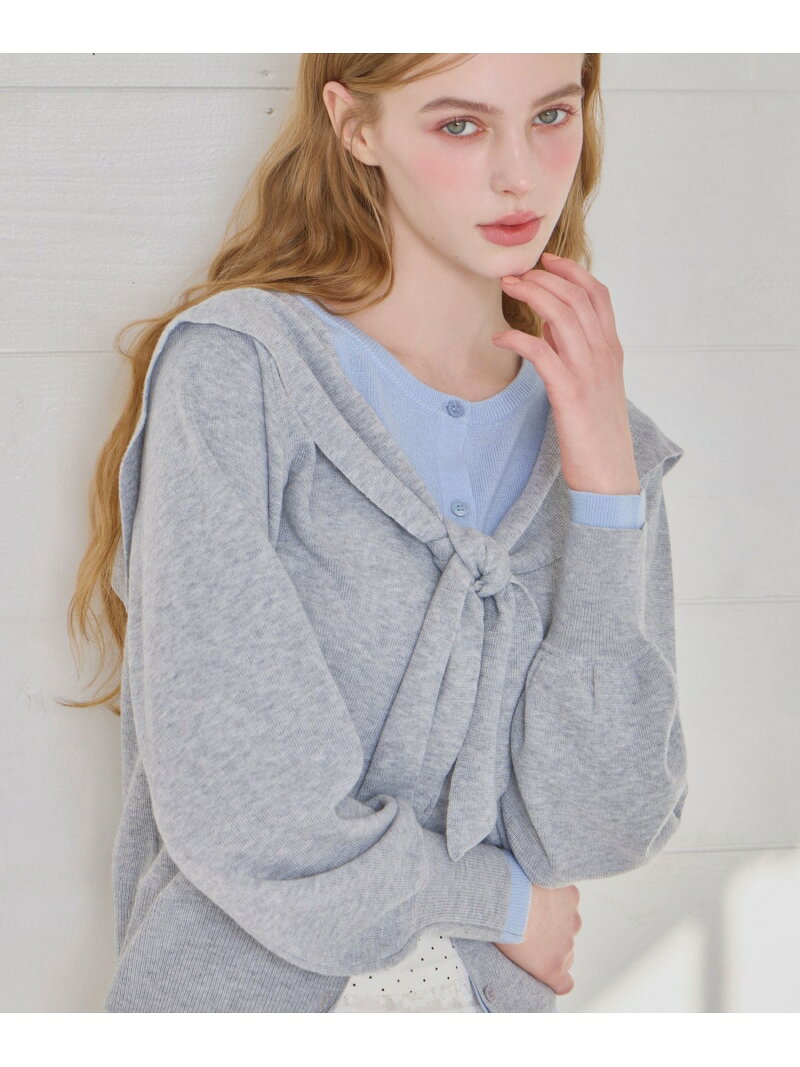 【SALE／37%OFF】レイヤードスカーフニット Heather ヘザー トップス ニット グレー ネイビー ベージュ【RBA_E】【送料無料】[Rakuten Fashion]