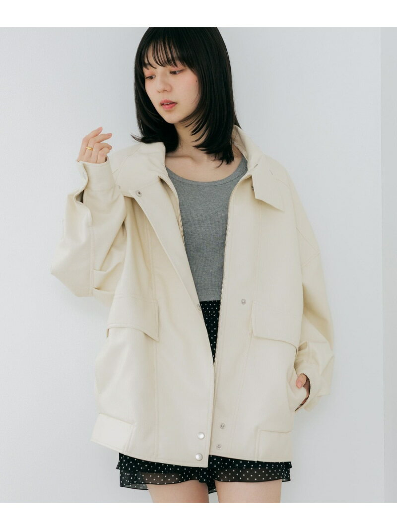乐天商城 - 【SALE／55%OFF】フェイクレザーBIGライダースブルゾン Heather ヘザー ジャケット・アウター ライダースジャケット ブラウン ブラック ホワイト【RBA_E】【送料無料】[Rakuten Fashion]