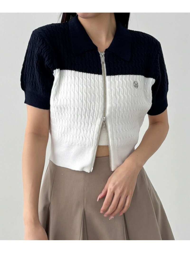 乐天商城 - 【SALE／55%OFF】WZIPケーブルニット(半袖) Heather ヘザー トップス ニット レッド ホワイト【RBA_E】[Rakuten Fashion]