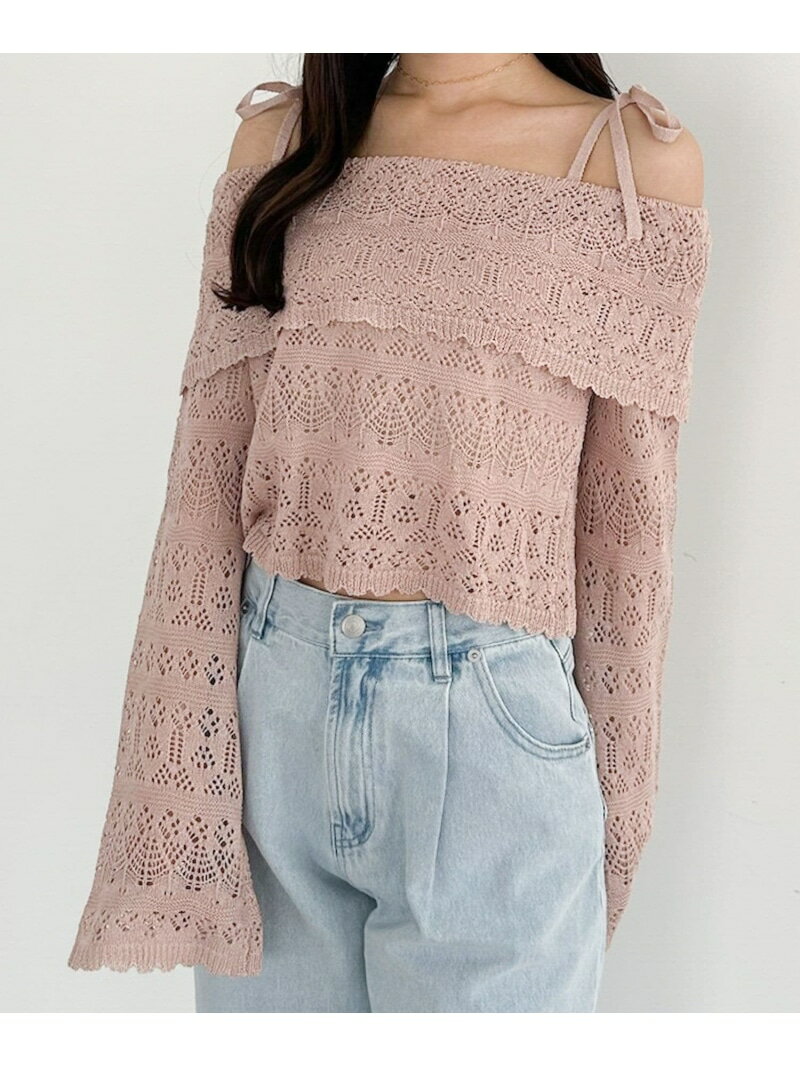 乐天商城 - 【SALE／55%OFF】透かし編みレースニット Heather ヘザー トップス ニット ピンク ブラック ホワイト【RBA_E】[Rakuten Fashion]
