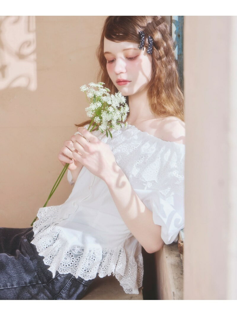Rakuten - 【SALE／20%OFF】アシメヘムレーストリムブラウス(半袖) Heather ヘザー トップス シャツ・ブラウス ネイビー ブルー ホワイト【RBA_E】【送料無料】[Rakuten Fashion]