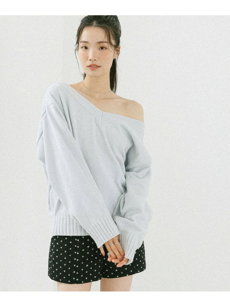 乐天商城 - 【SALE／55%OFF】Vネックモールラメニット Heather ヘザー トップス ニット ベージュ ホワイト【RBA_E】[Rakuten Fashion]