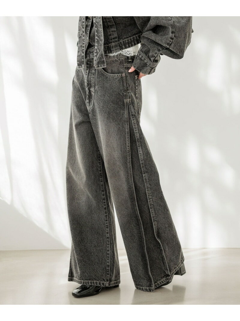 【SALE／20%OFF】ハイウエストスリットデニムパンツ Heather ヘザー パンツ ジーンズ・デニムパンツ ベージュ ブラック【RBA_E】【送料無料】[Rakuten Fashion]