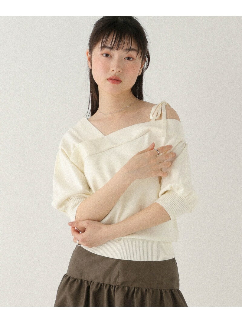 乐天商城 - 【SALE／67%OFF】ワンショルリボン半袖ニット Heather ヘザー トップス ニット グレー ブラック ホワイト【RBA_E】[Rakuten Fashion]
