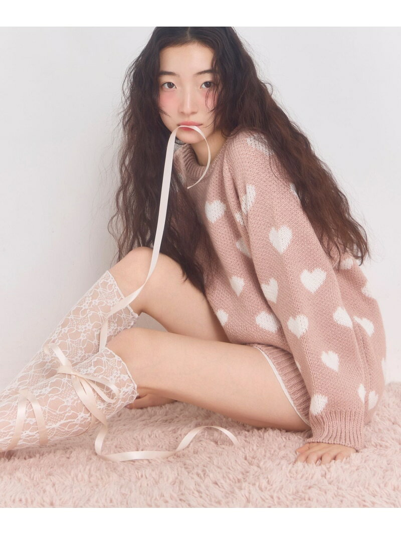 Rakuten - 【SALE／64%OFF】ジャガードハートニット Heather ヘザー トップス ニット ネイビー レッド ピンク【RBA_E】[Rakuten Fashion]