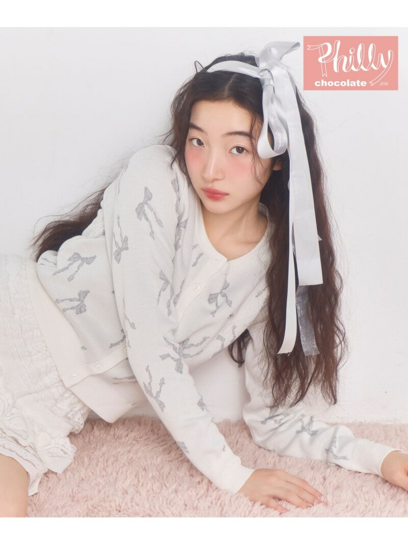 Rakuten - 【SALE／20%OFF】【Philly chocolate×Heather】リボンニットカーディガン Heather ヘザー トップス カーディガン ホワイト ネイビー【RBA_E】【送料無料】[Rakuten Fashion]