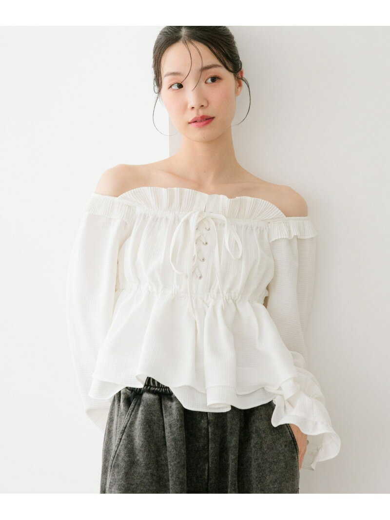 乐天商城 - 【SALE／37%OFF】レースアップオフショルブラウス Heather ヘザー トップス シャツ・ブラウス グレー ブラック ホワイト【RBA_E】【送料無料】[Rakuten Fashion]
