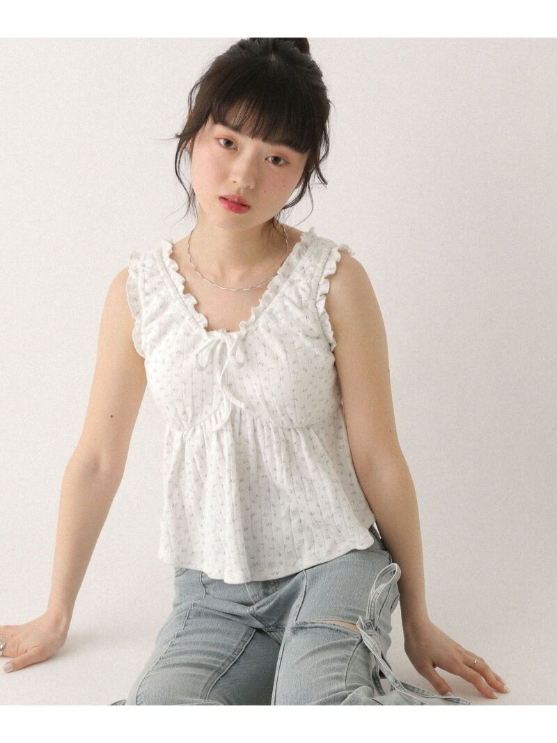 乐天商城 - カップ付きアソートフリルキャミ Heather ヘザー トップス カットソー・Tシャツ ブルー ホワイト【送料無料】[Rakuten Fashion]