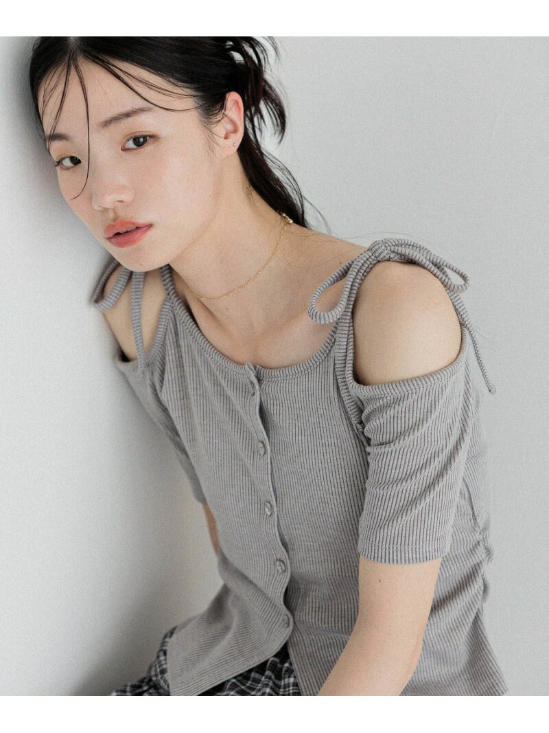 Rakuten - 【SALE／64%OFF】リボンオフショルカットTEE Heather ヘザー トップス カットソー・Tシャツ グレー ピンク【RBA_E】[Rakuten Fashion]