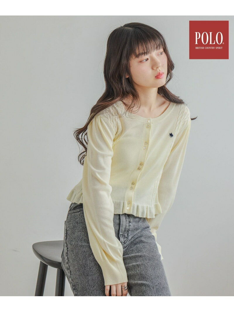 乐天商城 - 【SALE／20%OFF】【POLO BCS(ポロ・ビーシーエス)】ケーブルフリルカーディガン Heather ヘザー トップス カーディガン ネイビー グレー ホワイト【RBA_E】【送料無料】[Rakuten Fashion]