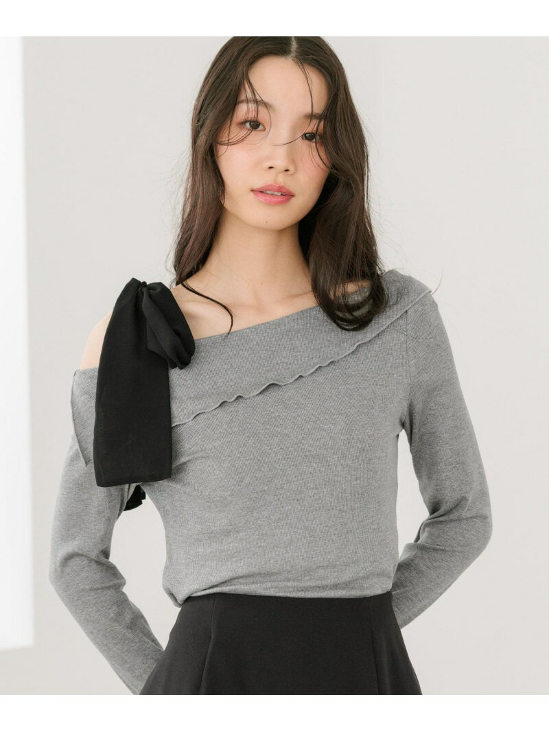 Rakuten - 【SALE／37%OFF】オフショルリボンカットソー Heather ヘザー トップス カットソー・Tシャツ ブラック ホワイト グレー【RBA_E】[Rakuten Fashion]