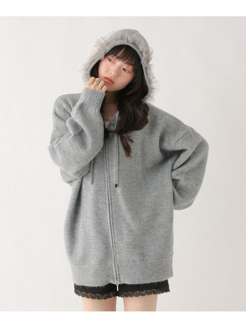 乐天商城 - 【SALE／37%OFF】チュールフードニットミニワンピース Heather ヘザー ワンピース・ドレス チュニック ホワイト グレー【RBA_E】【送料無料】[Rakuten Fashion]