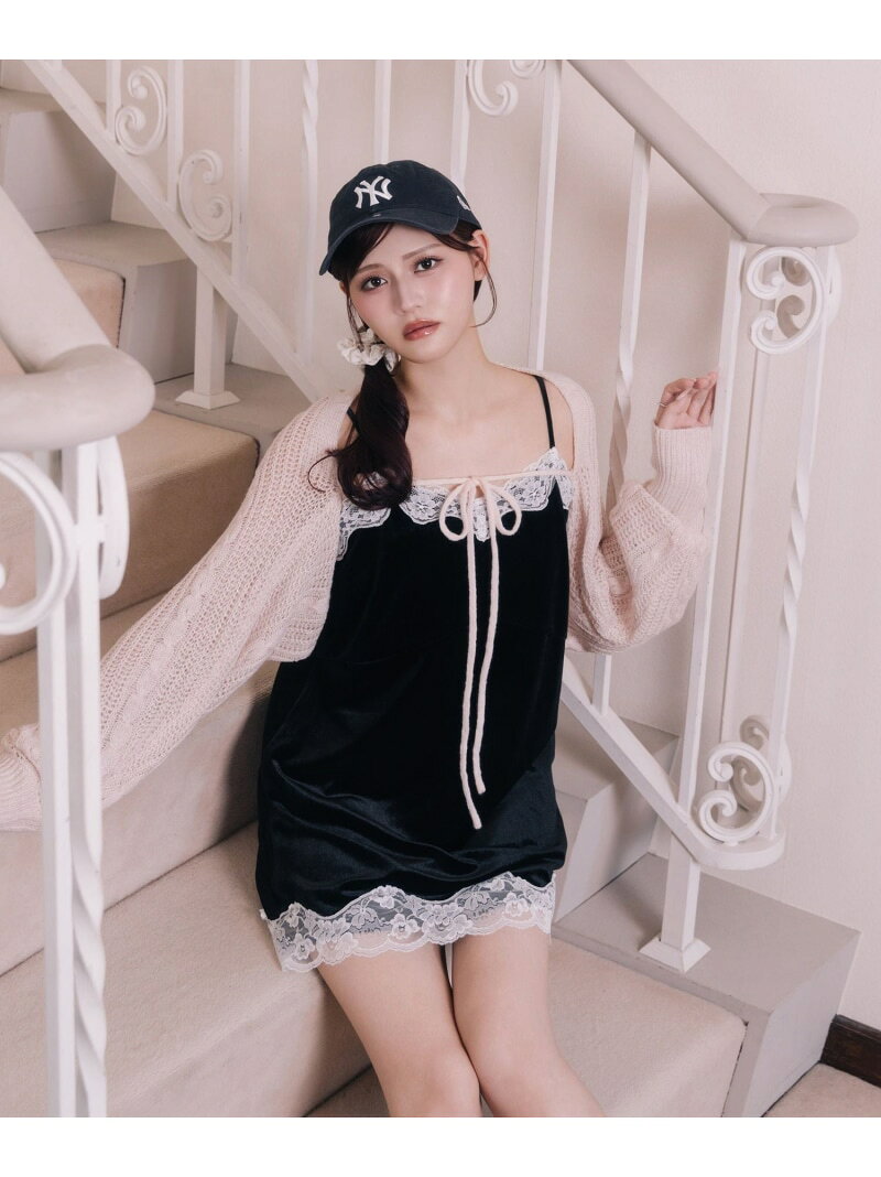 【SALE／37%OFF】レースベロアキャミミニワンピース Heather ヘザー ワンピース・ドレス チュニック ブラック ホワイト【RBA_E】【送料無料】[Rakuten Fashion]