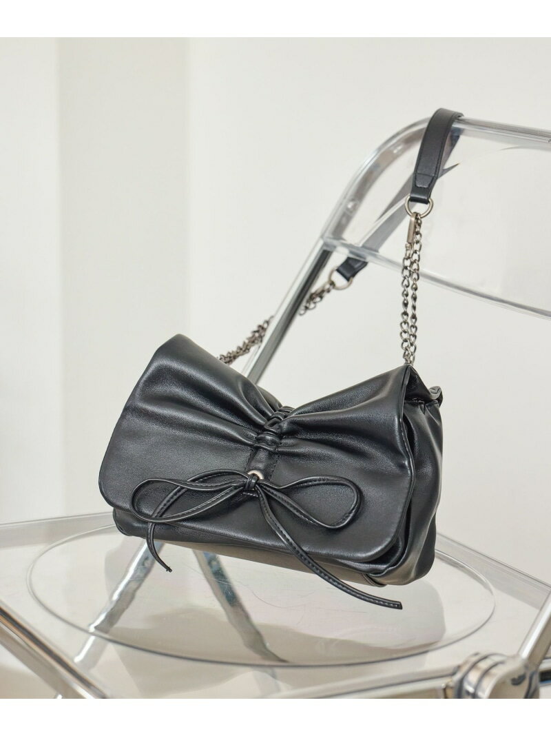 リボンショルダーBAG Heather ヘザー バッグ ショルダーバッグ ベージュ ブラック グレー ブラウン レッド ワインレッド ピンク【送料無料】[Rakuten Fashion]