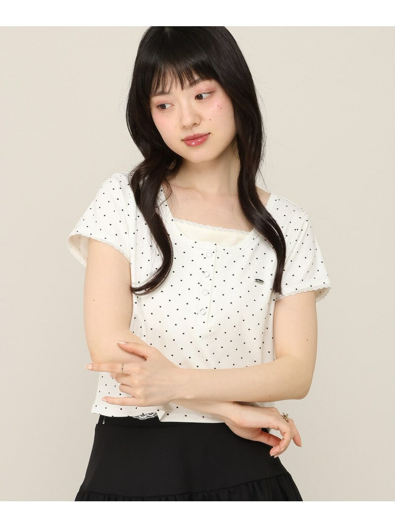 バイカラーヘンリーネックTEE Heather ヘザー トップス カットソー・Tシャツ グレー ブルー ホワイト
