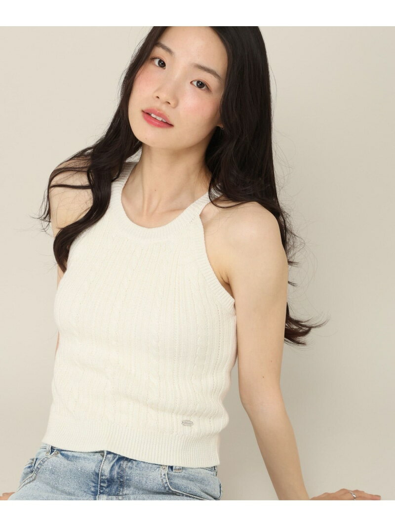 カップ付きアメスリケーブルニット Heather ヘザー トップス その他のトップス ホワイト レッド ネイビー