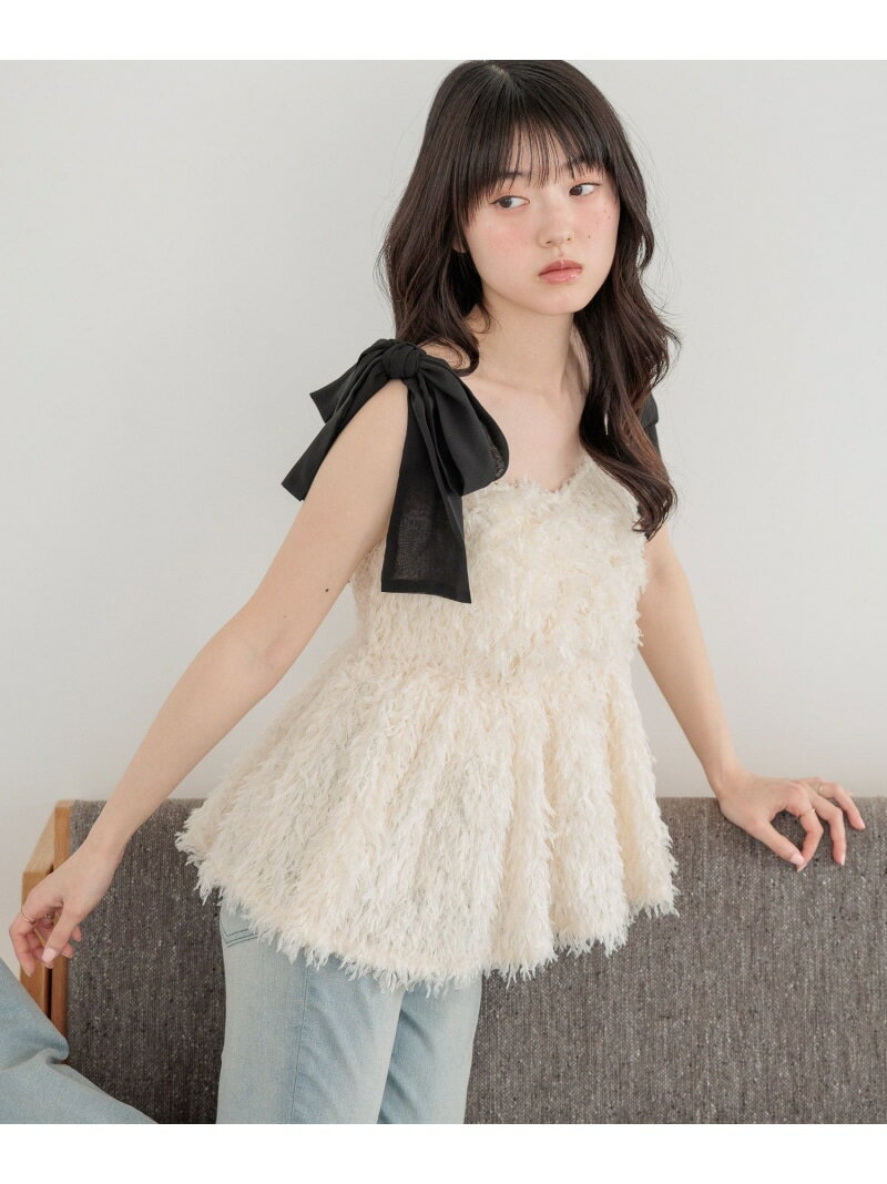 乐天商城 - 【SALE／28%OFF】シャギーペプラムキャミ Heather ヘザー トップス シャツ・ブラウス ブラック ホワイト グレー【RBA_E】【送料無料】[Rakuten Fashion]