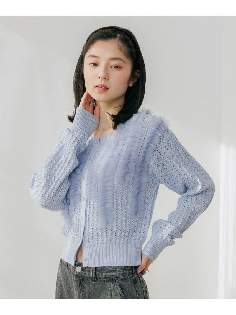 Rakuten - 【SALE／55%OFF】チュールフリルニット Heather ヘザー トップス ニット ブルー ブラック ホワイト【RBA_E】[Rakuten Fashion]