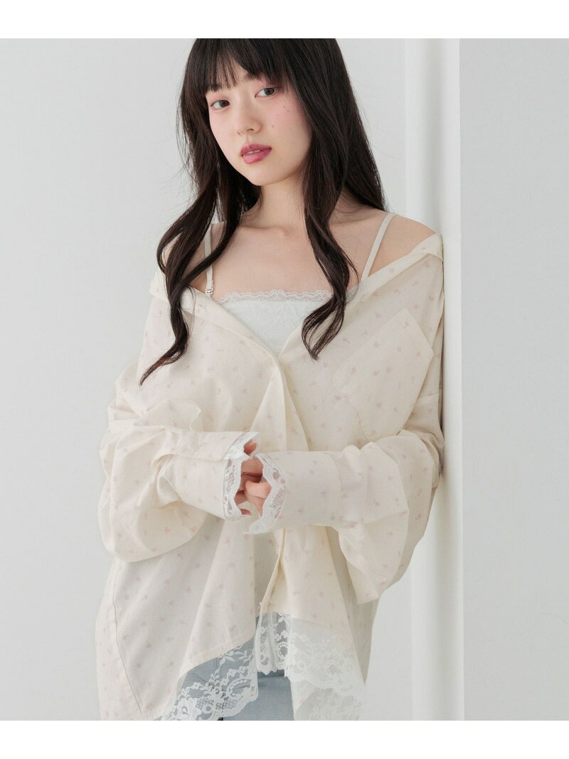 【SALE／28%OFF】【一部カラー30%OFF】2WAYレーストリムBIGシャツ Heather ヘザー ...