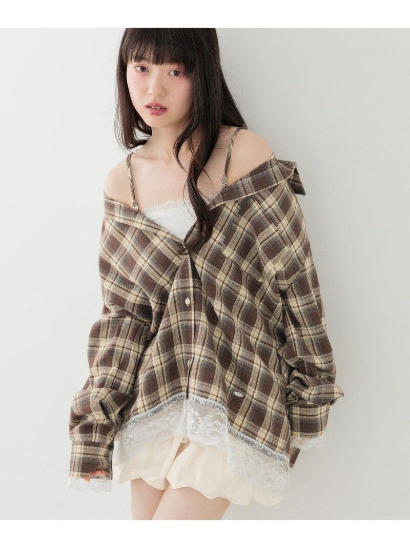 【SALE／28%OFF】【一部カラー30%OFF】2WAYレーストリムBIGシャツ Heather ヘザー ...