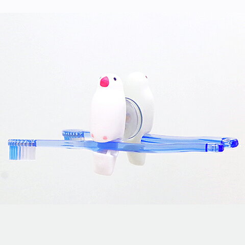 バードトゥースブラシホルダー/歯ブラシホルダー 吸盤 鏡 タイル 固定 インコ 文鳥 BIRD TOOTHBRUSH HOLDER