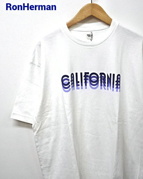 ロンハーマン M【Ron Herman American Dry Print Tee WHITE/BLUE RHC-23SM-092 ロンハーマン CALIFORNIA Tee カリフォルニア Tシャツ】