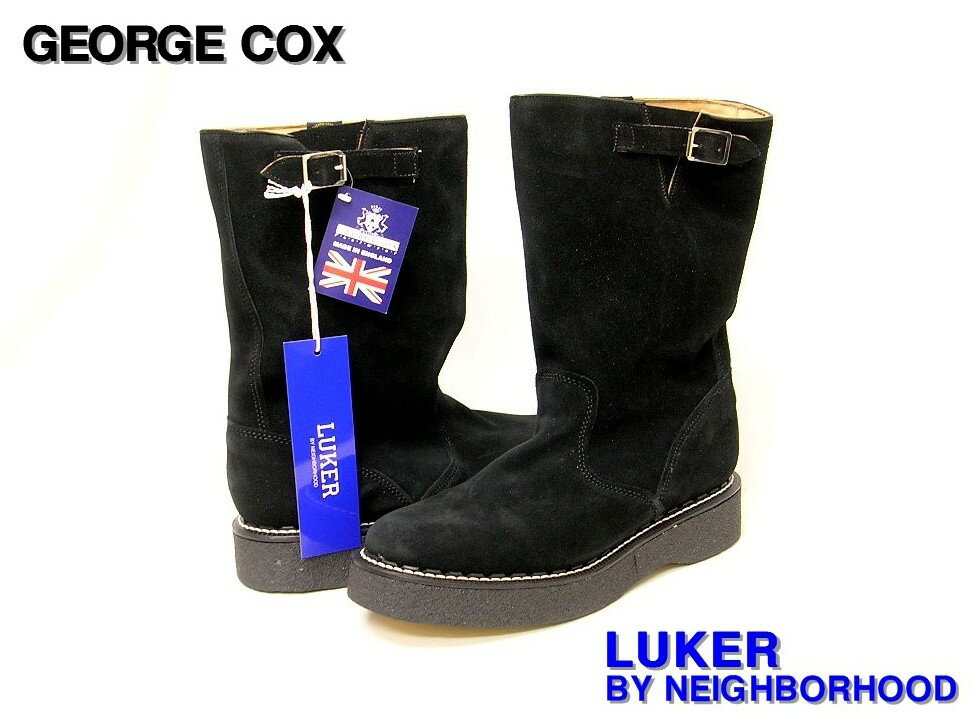 8【LUKER BY NEIGHBORHOOD GEORE COX /CL-BOOTS BLACK SDE ルーカー バイ ネイバーフッド ジョージコックス ラバーソールスウェードブーツ ブラック スエード】