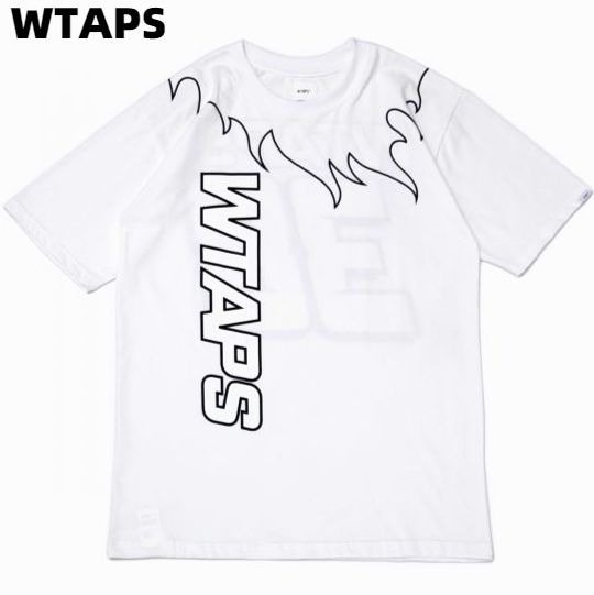 L【WTAPS FLAMES Tee STYLE NO. 201PCDT-ST10S WHITE ダブルタップス FLAMES Tシャツ 白 ホワイト】