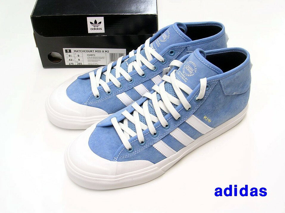 9 1/2 (27.5cm)【adidas SB MATCHCOURT MID X MJ SKATEBOARD SHOES (CG4872) (L.BLUE/N.WHITE) (アディダス エスビー スケートボード)】