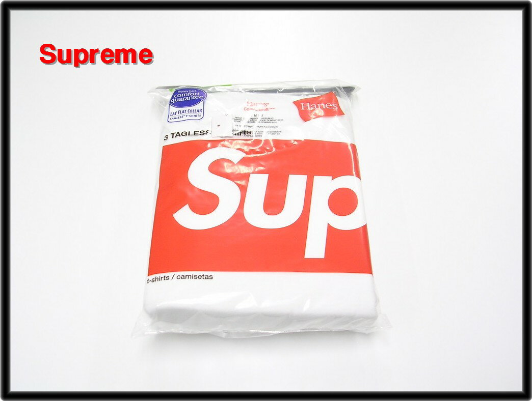 L White x 3枚セット【Supreme x Hanes Tagless T-Shirts (3-Pack) シュプリーム x ヘインズ Tシャツ 白】