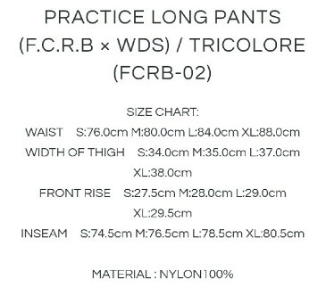 L【F.C.R.B x WIND AND SEA PRACTICE PANTS (F.C.R.B. x WDS) / TRICOLORE (FCRB-02) /エフシーレアルブリストル ウィンダンシー プラクティス ロング パンツ / トリコロール 2019AW FCRB】