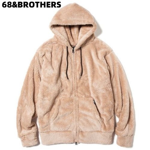 XL【68&BROTHERS Boa Zip Parka Beige 68&ブラザーズ ボア ジップ パーカー シックスティエイトアンドブラザーズ ファー パーカー ベージュ メンズ レディース ユニセックス】