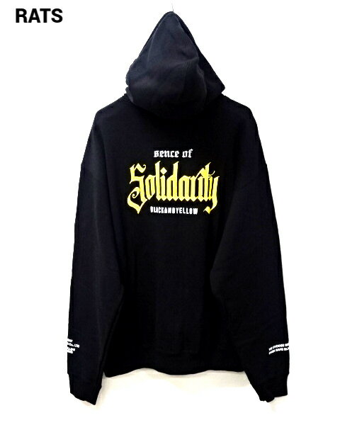 L【RATS SOLIDARITY ZIP HOODIE NO : 23'RTC-0205 BLACK ラッツ ジップ フーディー RATS パーカー ブラック】