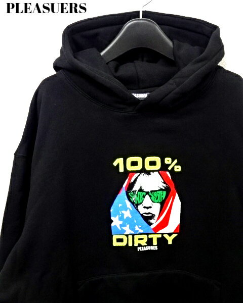 【PLEASURES SONIC YOUTH DIRTY HOODIE / BLACK プレジャーズ ソニックユース スウェットパーカー アルバムDIRTY 収録曲「100 」】