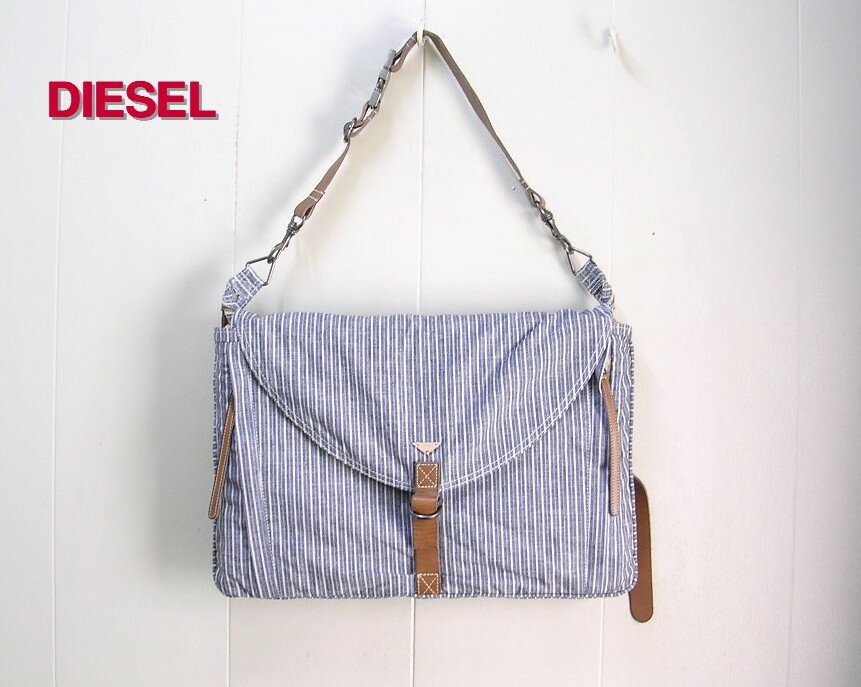 【DIESEL ディーゼル ストライプ柄ショルダーバッグ】【中古】