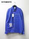 L メンズ【VETEMENTS MSS18SH20 Blue ヴェトモン パッチ付きワーク長袖シャツ シャツジャケット】【中古】