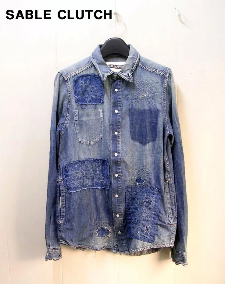 S【SABLE CLUTCH WIRED PRO DENIM SHIRTS REMAKE FINISHED SC33-043 セーブルクラッチ リメイクデニムシャツ】【中古】