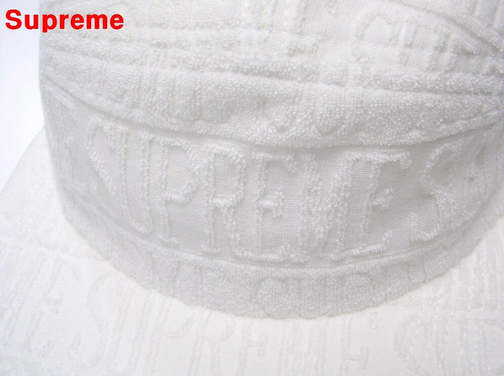 シュプリーム 【Supreme Text Stripe Terry Camp Cap White 17ss シュプリーム テキスト ストライプ テリー キャンプ キャップ ホワイト 2017ss パイル タオル地】