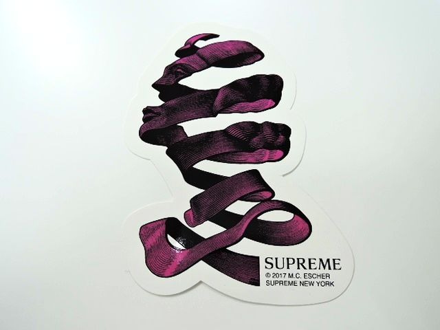 【Supreme M.C. Escher Face Sticker Pink シュプリーム ステッカー 17ss】