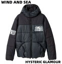 M【HYSTERIC GLAMOUR WIND AND SEA/SEA＋HYS 2 フーディージャケット HYS X WDS PRIMALOFT HOODIE / BLACK (02203AB13) ヒステリックグラマー X ウィンダンシー プリマロフト フーディー ジャケット 黒 ブラック 2020AW 2020FW メンズ レディース】