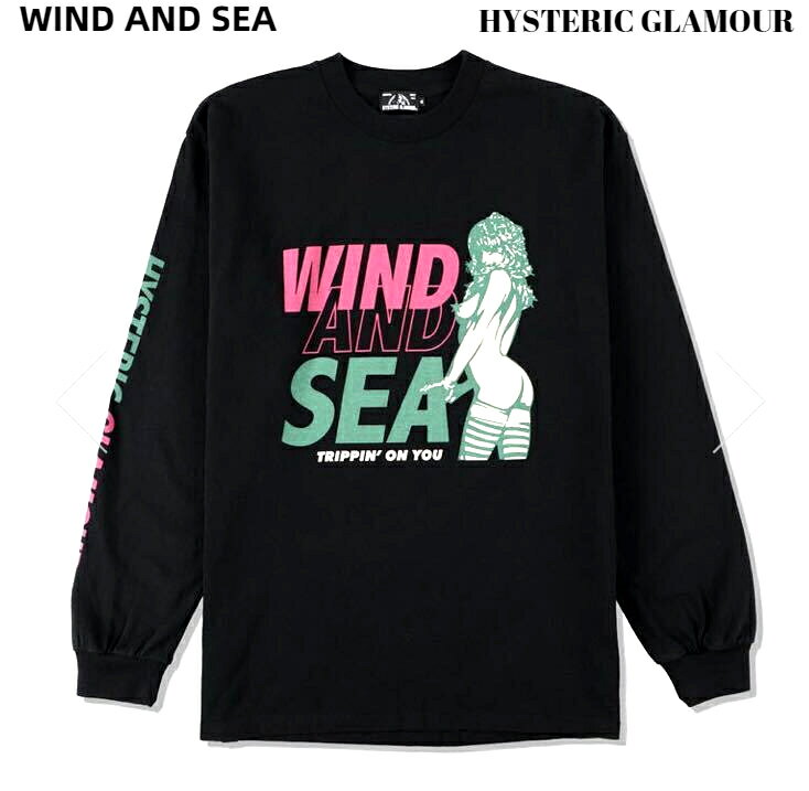 S【WIND AND SEA HYSTERIC GLAMOUR x WDS L/S T-SHIRT / BLACK No. 02203CL14296 ウィンダンシー ヒステリックグラマー ロンTシャツ / ブラック カットソー 2020AW】