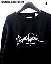 4【uniform experiment FRAGMENT DONDI WHITE SIGNATURE CREWNECK SWEAT UE-220004 BLACK ユニフォームエクスペリメント クリーネック スウェット フラグメント ブラック】